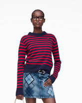 Marc Jacobs New - Joy Striped Crewneck Navy/Red