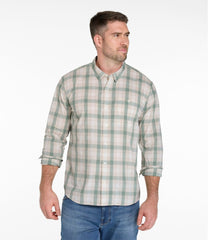 L.L.Bean Online | Men's Comfort Stretch Performance® Chambray Shirt, Long-Sleeve, Slightly Fitted Untucked Fit, Plaid