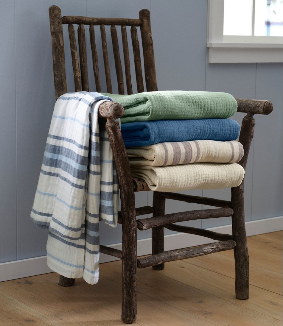 L.L.Bean On Sale | Lightweight Cotton Gauze Throw, Stripe