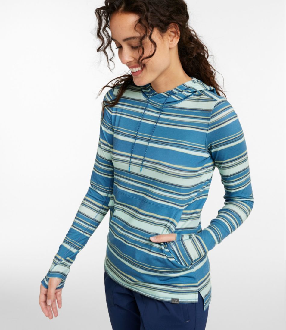 L.L.Bean Discount | Women's Everyday SunSmart® Hooded Pullover, Long-Sleeve Stripe
