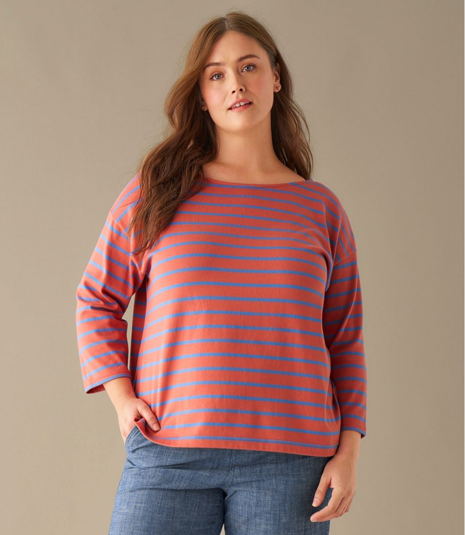 L.L.Bean New | Women's Heritage Mariner Top, Boatneck Three-Quarter-Sleeve Stripe