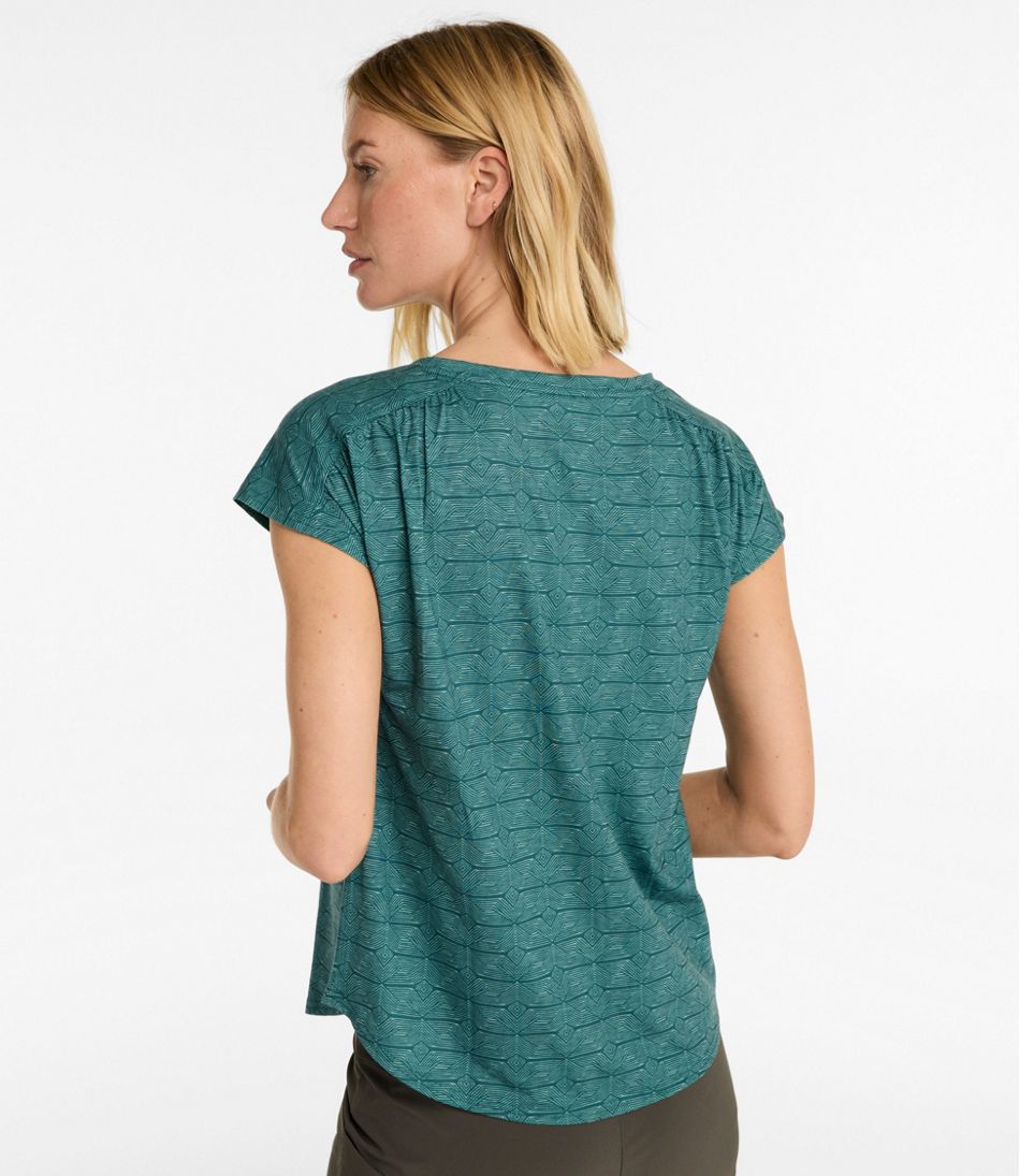 L.L.Bean Sale | Women's Streamside Tee, Short-Sleeve Ruched Crew Print