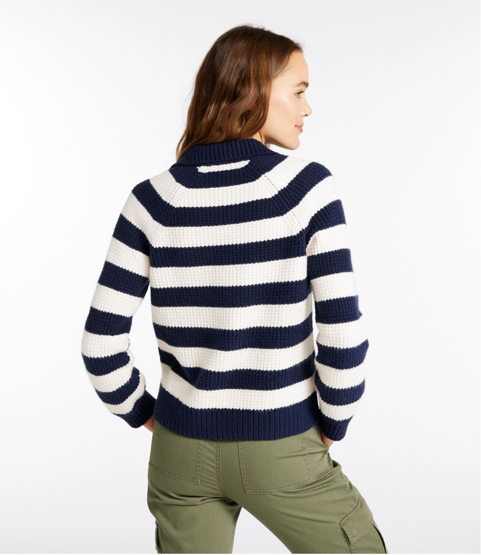 L.L.Bean Sale | Women's SuperSoft Waffle Sweater, Polo Stripe