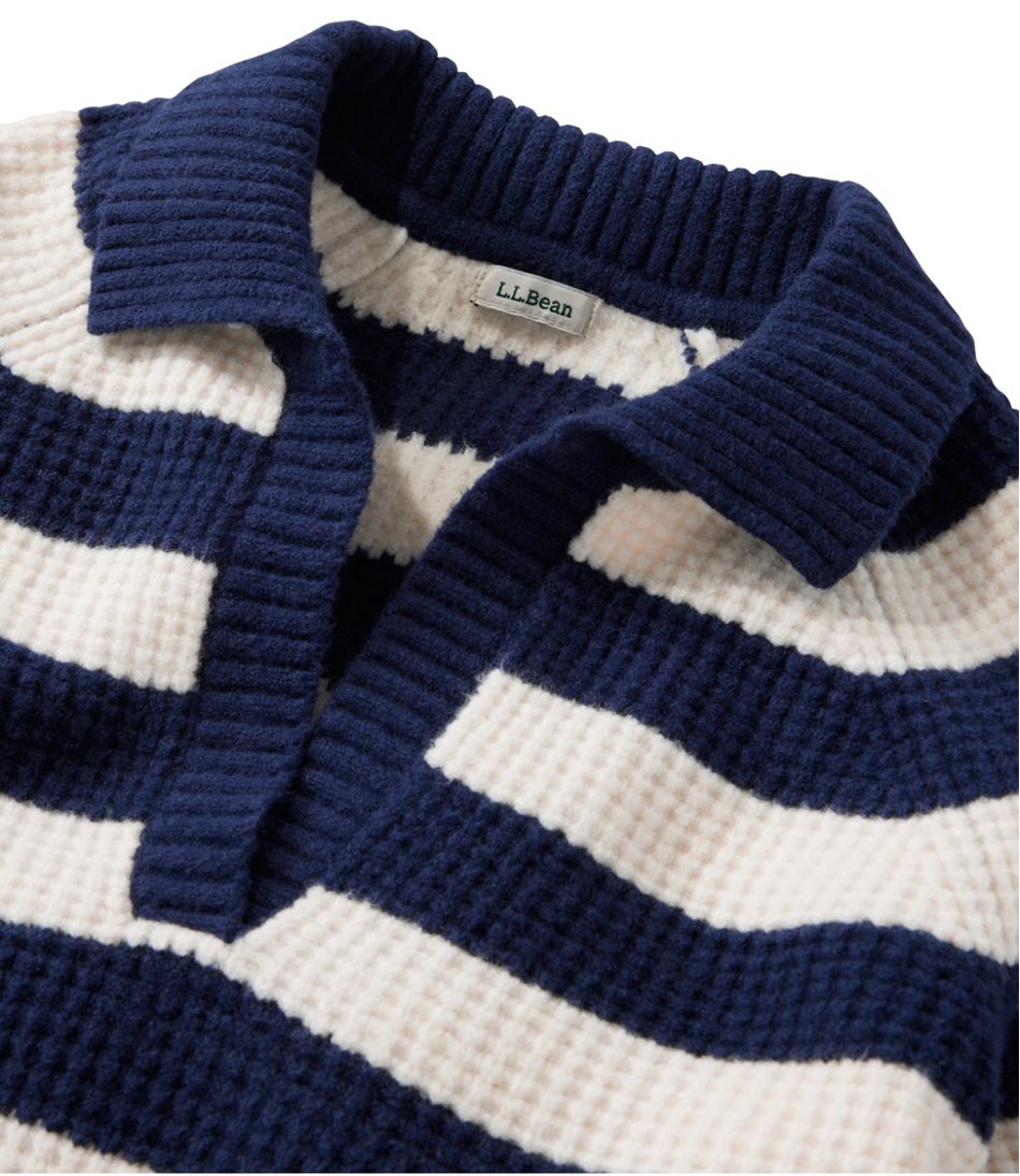 L.L.Bean Sale | Women's SuperSoft Waffle Sweater, Polo Stripe