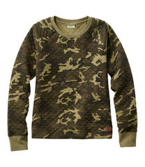 L.L.Bean Outlet | Women's Quilted Sweatshirt, Crewneck Pullover Print