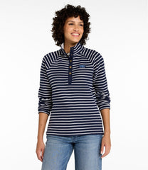 L.L.Bean New | Women's Lakewashed Double-Knit Quarter-Snap, Stripe