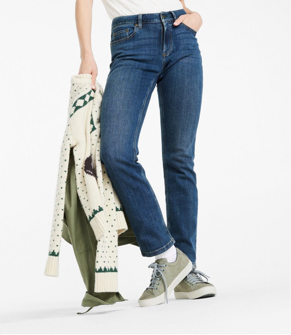 L.L.Bean Online | Women's BeanFlex® Jeans, Mid-Rise Straight-Leg
