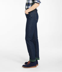 L.L.Bean Discount | Women's True Shape Jeans, High-Rise Straight-Leg Fleece-Lined