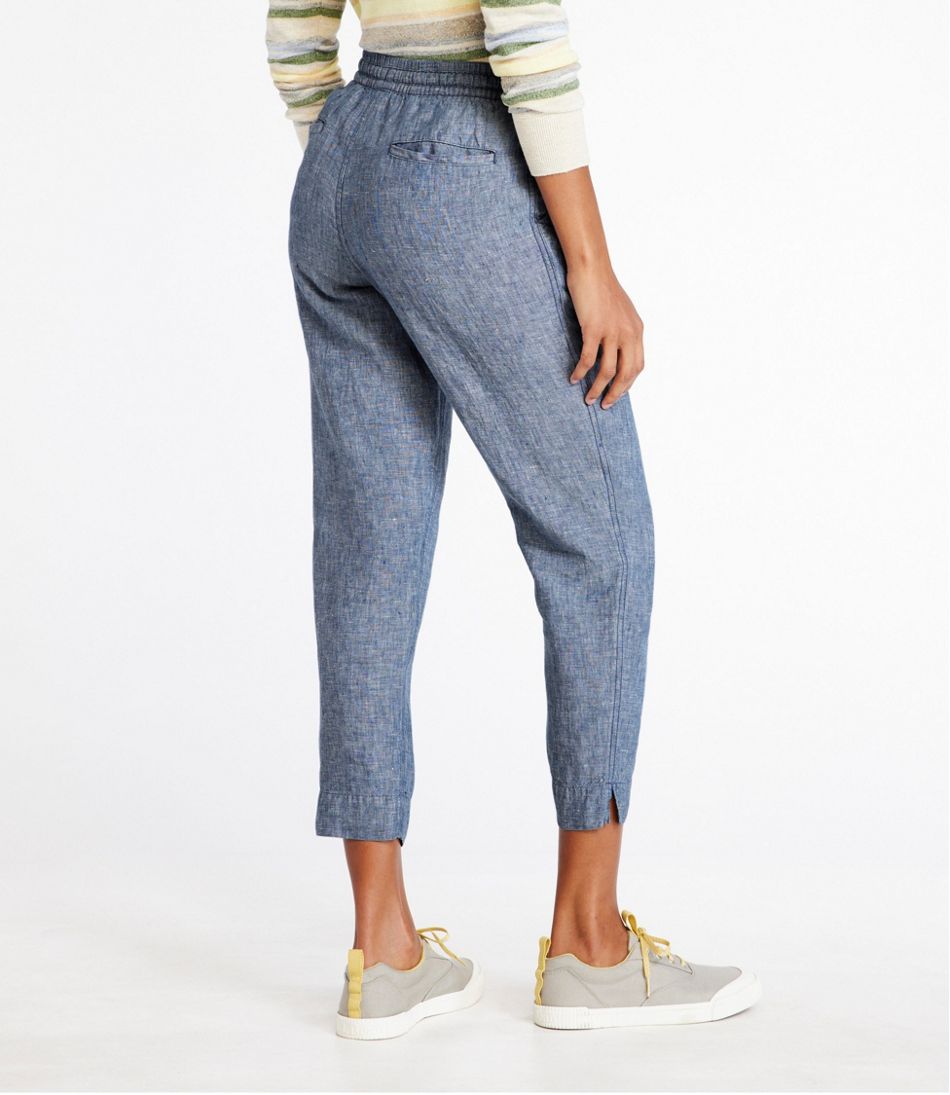 L.L.Bean US | Women's Premium Linen Pull-On Ankle Pants, Mid-Rise Tapered-Leg