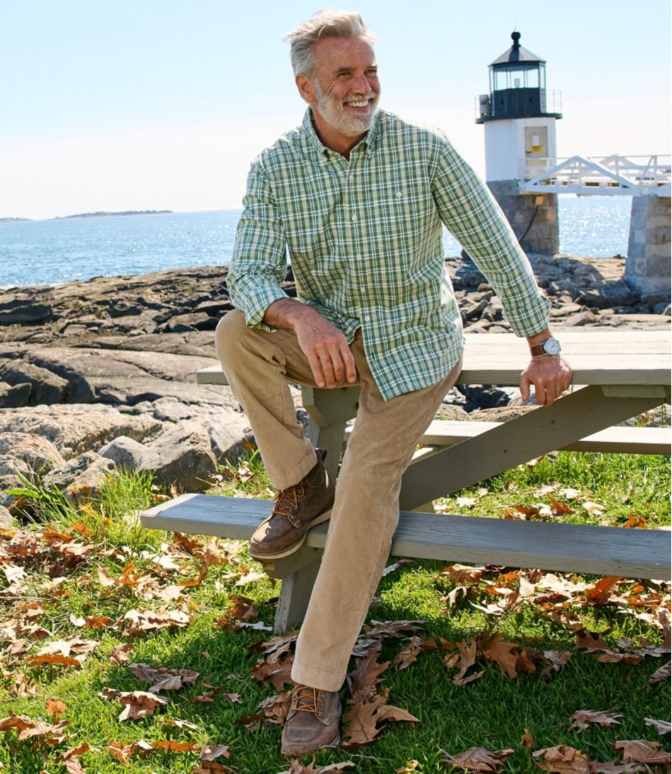 L.L.Bean US | Men's Comfort Stretch® Chambray Shirt, Traditional Untucked Fit, Long-Sleeve, Print