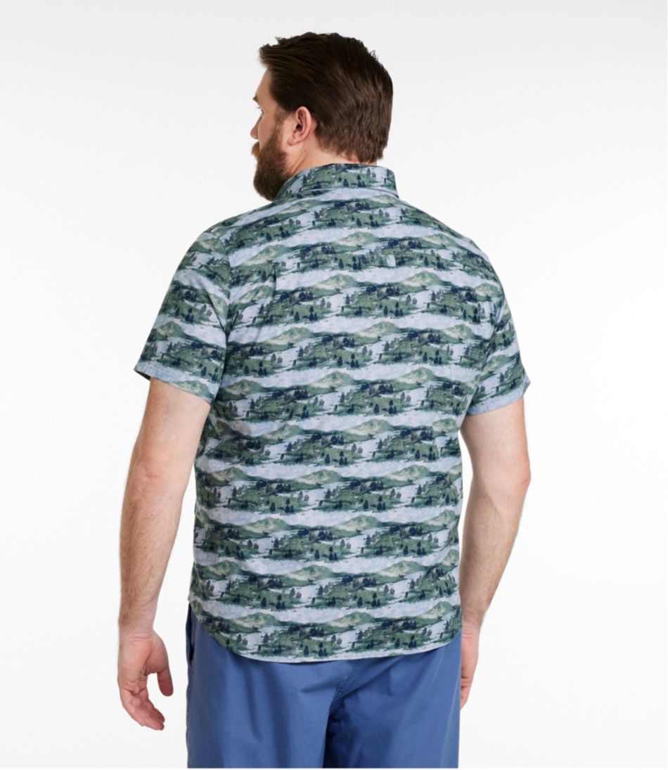 L.L.Bean On Sale | Men's Stonecoast Hemp Shirt, Short-Sleeve, Slightly Fitted Untucked Fit, Print