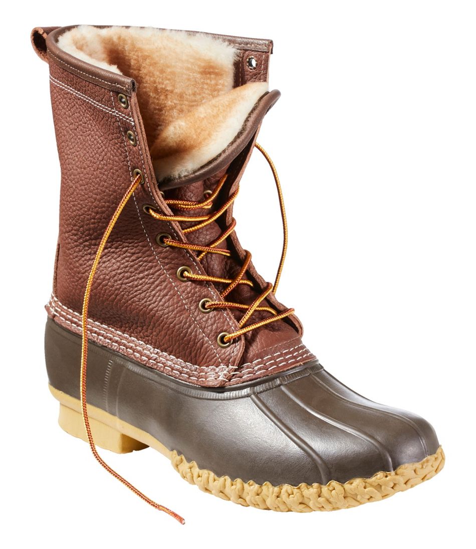 L.L.Bean Outlet | Men's Bean Boots, 10" Shearling-Lined Tumbled Leather