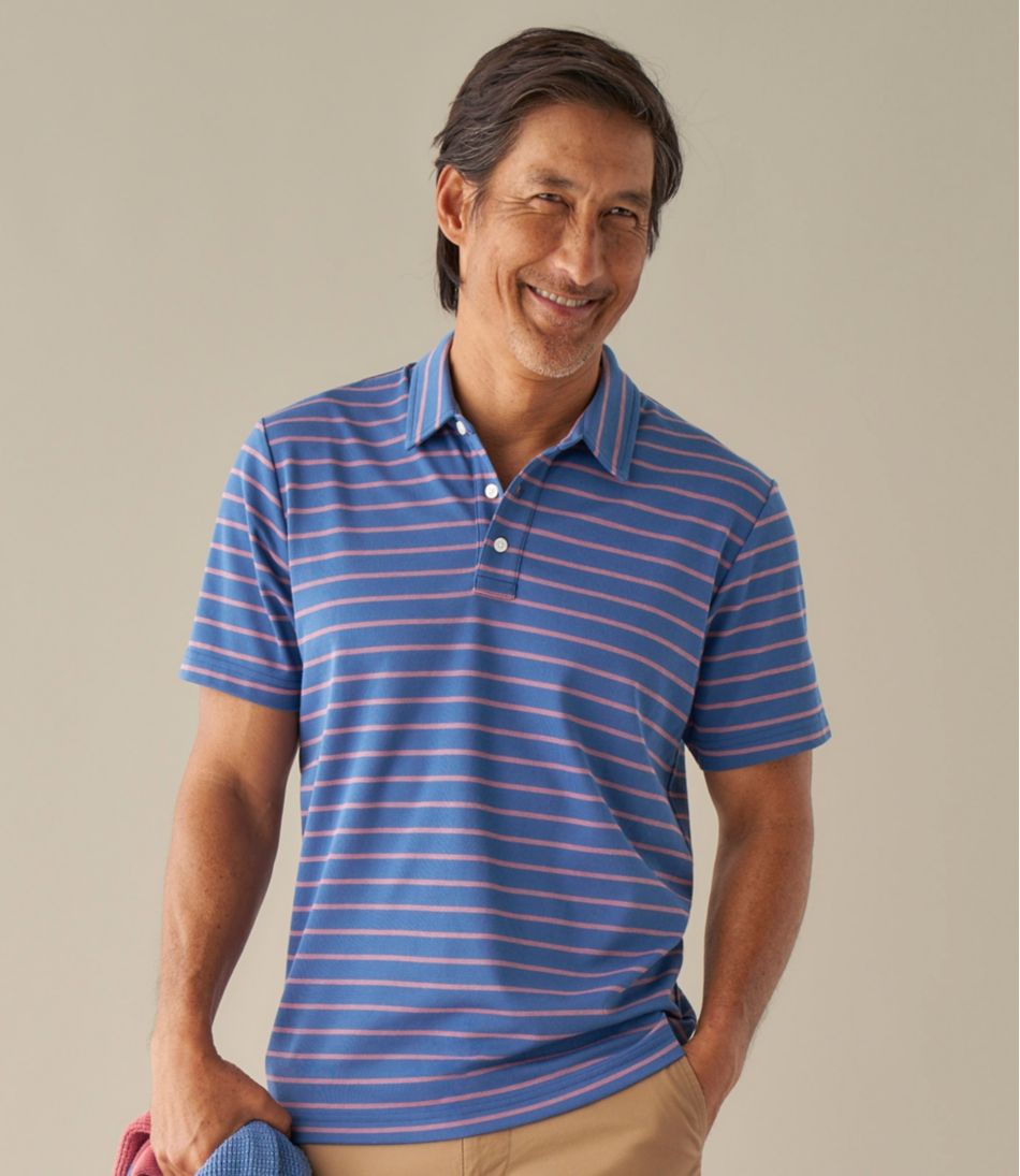 L.L.Bean New | Men's Comfort Stretch Performance® Polo, Short-Sleeve, Slightly Fitted, Stripe
