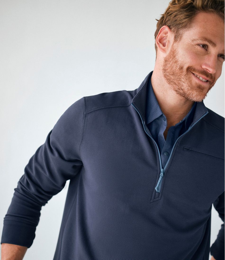 L.L.Bean Online | Men's VentureStretch Ottoman-Rib Pullover, Quarter-Zip