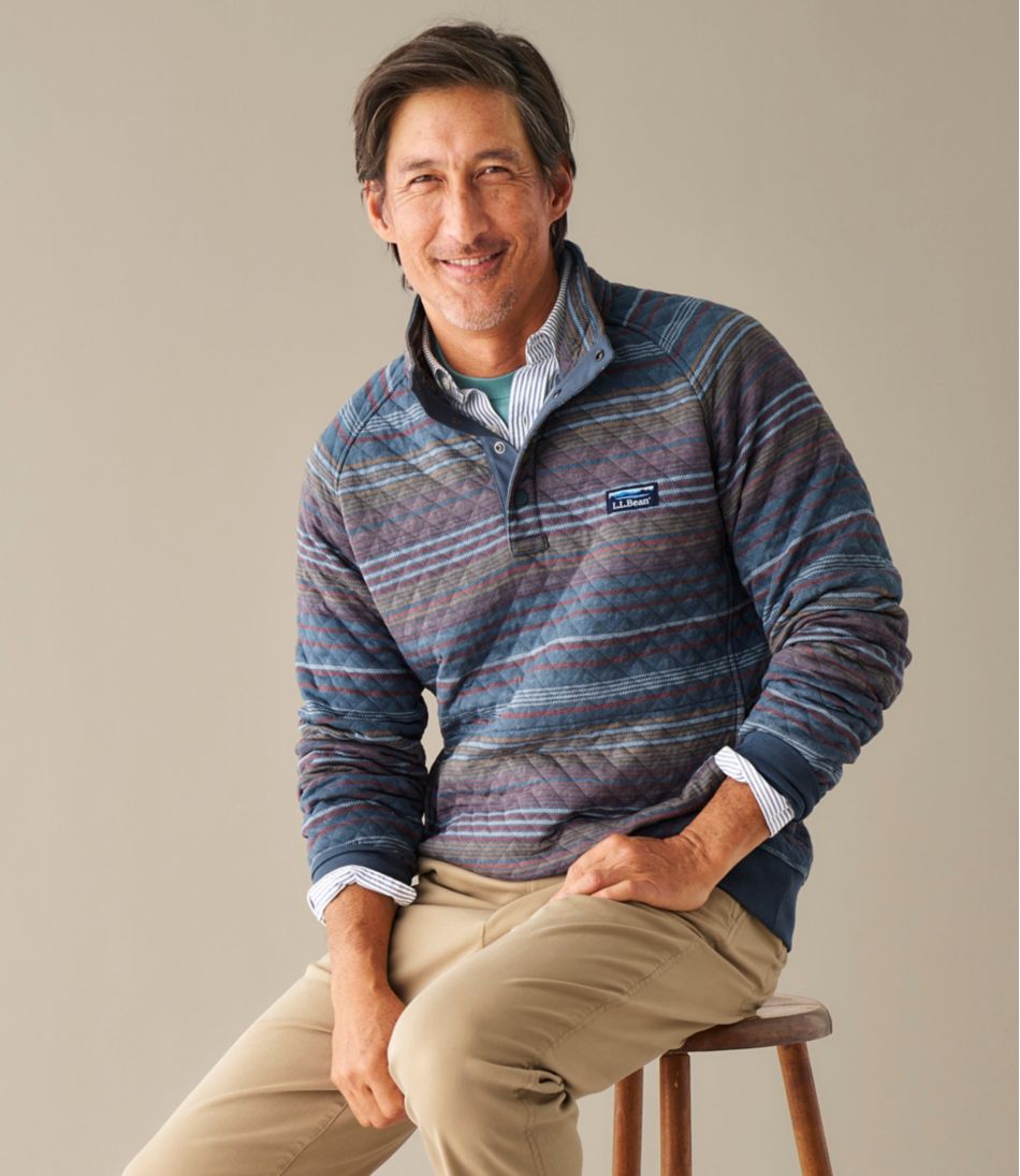 L.L.Bean On Sale | Men's Quilted Sweatshirt, Mockneck, Stripe