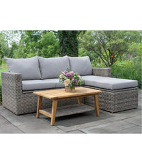 L.L.Bean For Sale | Wicker Storage Sofa and Teak Coffee Table Set