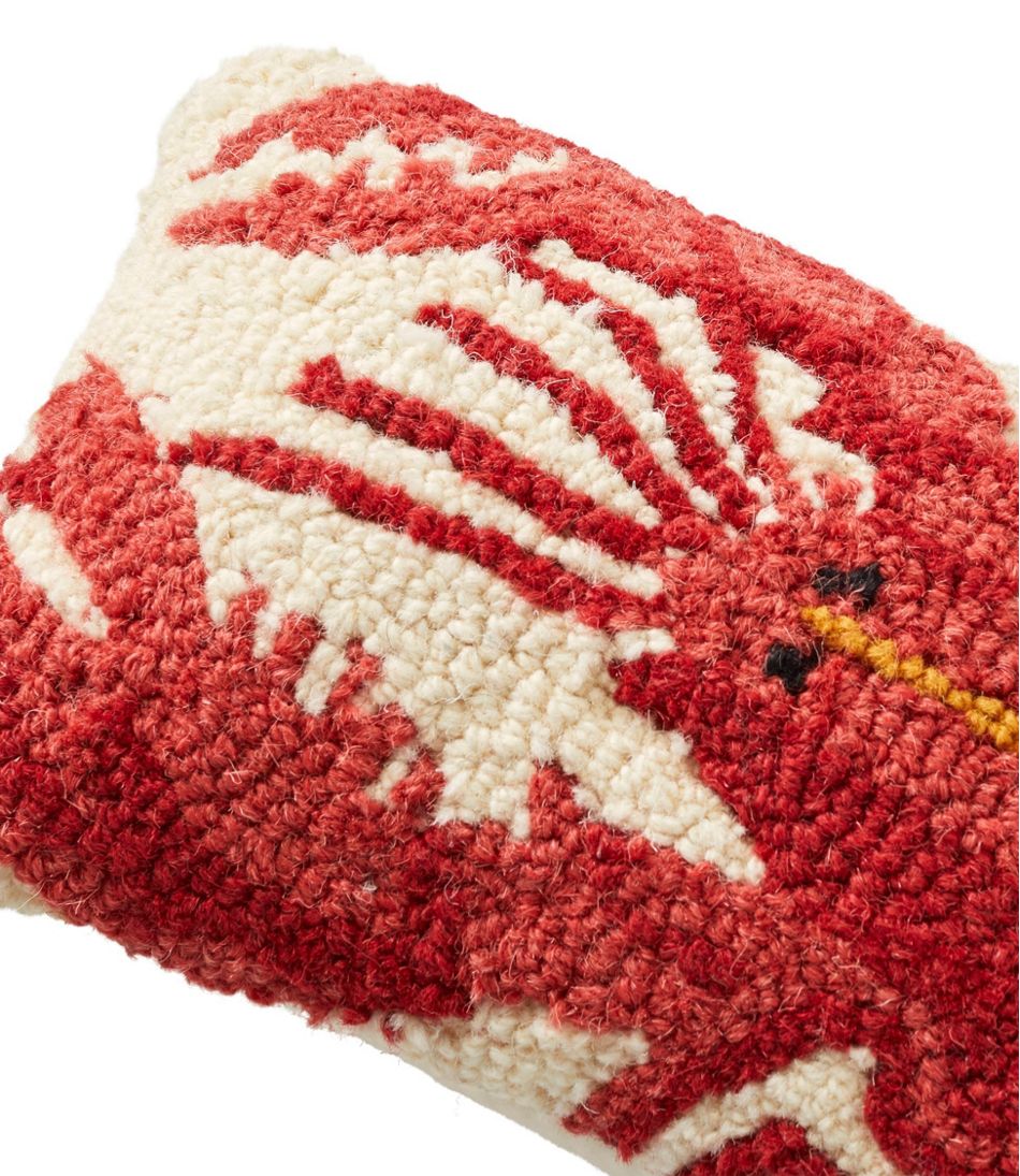 L.L.Bean US | Wool Hooked Throw Pillow, Lobster, 8" x 12"