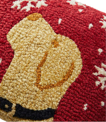 L.L.Bean Sale | Wool Hooked Throw Pillow, Snowflake Yellow Lab, 14" x 14"