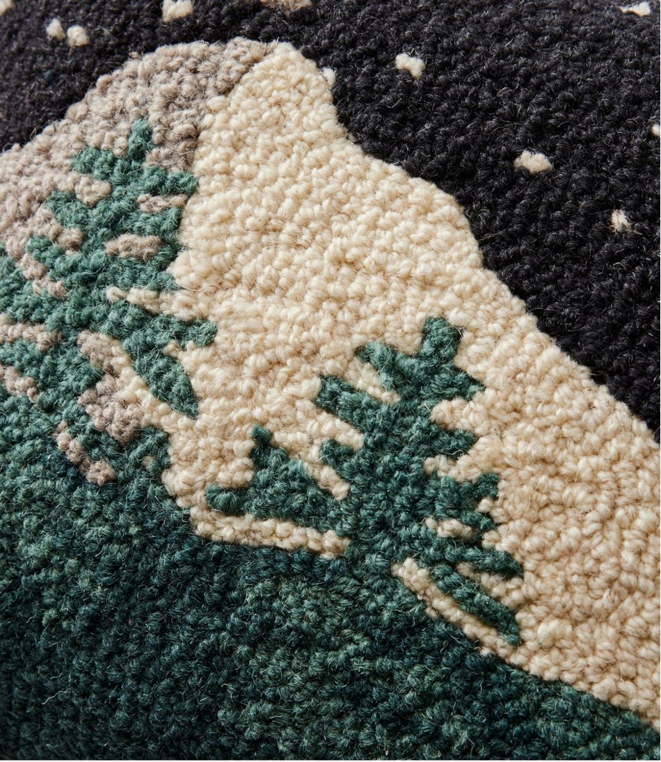 L.L.Bean New | Wool Hooked Throw Pillow, Winter Woods, 12" x 18"